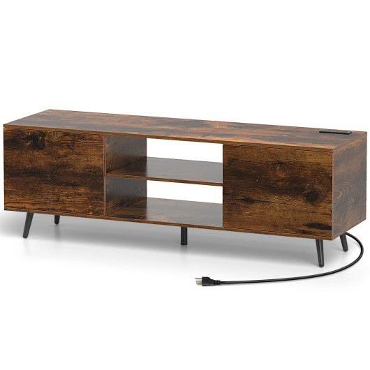 TV Stand with Power Outlets and Adjustable Shelf for 60 Inch TVs-Rustic Brown LuxuryLifeWay Online Store
