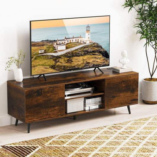 TV Stand with Power Outlets and Adjustable Shelf for 60 Inch TVs-Rustic Brown LuxuryLifeWay Online Store