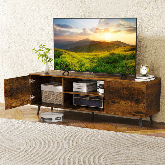 TV Stand with Power Outlets and Adjustable Shelf for 60 Inch TVs-Rustic Brown LuxuryLifeWay Online Store