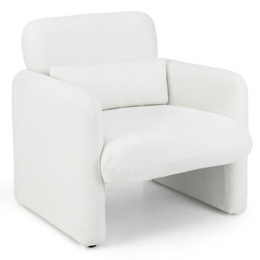 Modern Upholstered Chenille Accent Chair with Removable Lumbar Pillow-White LuxuryLifeWay Online Store