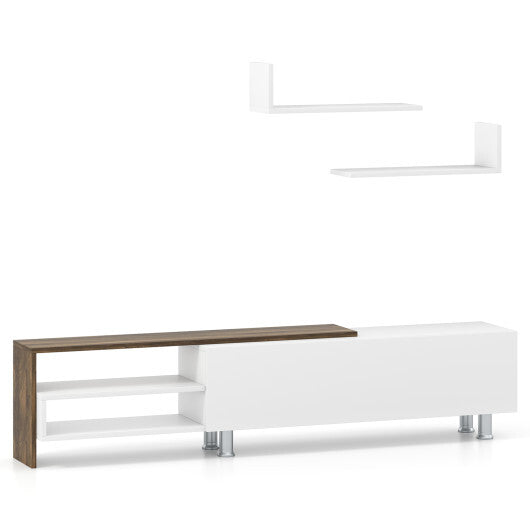 3 Pieces Farmhouse TV Stand for TVs up to 80 Inch with Cabinet and Compartments-White LuxuryLifeWay Online Store