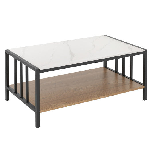 2 Tier Coffee Table with Sintered Stone Tabletop-White LuxuryLifeWay Online Store