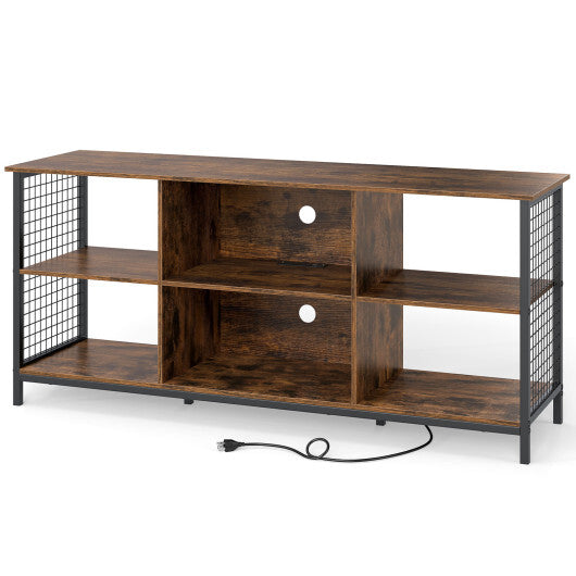 TV Stand for 65 Inch TVs-Rustic Brown and Black LuxuryLifeWay Online Store