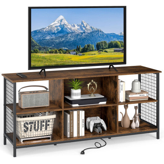 TV Stand for 65 Inch TVs-Rustic Brown and Black LuxuryLifeWay Online Store