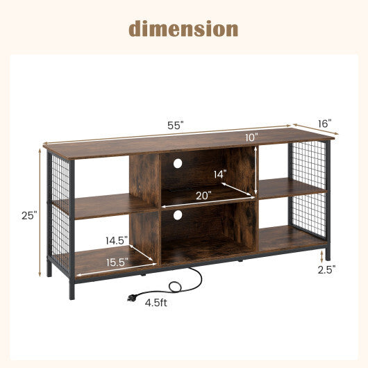 TV Stand for 65 Inch TVs-Rustic Brown and Black LuxuryLifeWay Online Store