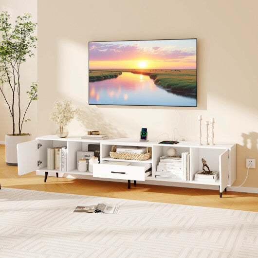 79" TV Stand for TVs up to 90 Inches Entertainment Center Wood Media Console Table Modern Mid Century TV Cabinet-White LuxuryLifeWay Online Store
