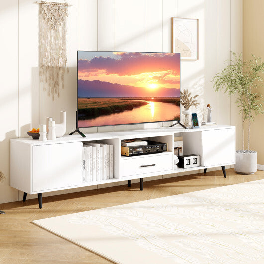 79" TV Stand for TVs up to 90 Inches Entertainment Center Wood Media Console Table Modern Mid Century TV Cabinet-White LuxuryLifeWay Online Store