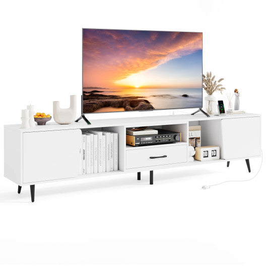 79" TV Stand for TVs up to 90 Inches Entertainment Center Wood Media Console Table Modern Mid Century TV Cabinet-White LuxuryLifeWay Online Store