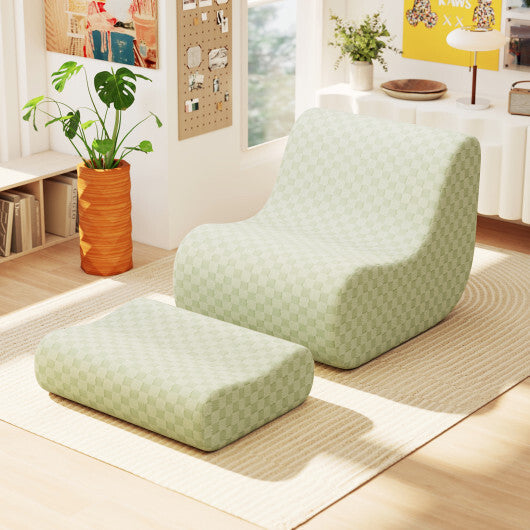 Bean Bag Chair with Ottoman and High Elasticity Sponge-Green LuxuryLifeWay Online Store