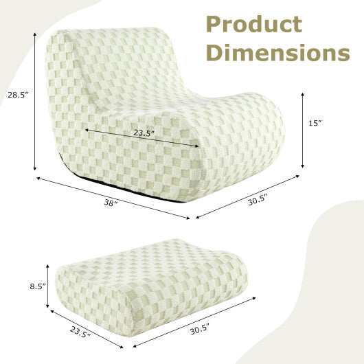 Bean Bag Chair with Ottoman and High Elasticity Sponge-Green LuxuryLifeWay Online Store