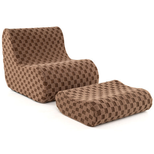 Bean Bag Chair with Ottoman and High Elasticity Sponge-Green LuxuryLifeWay Online Store