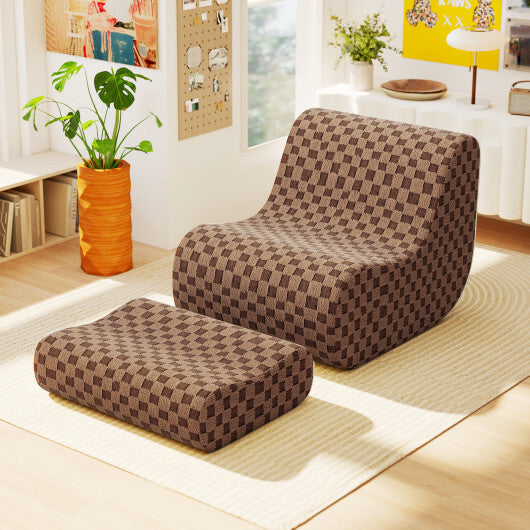 Bean Bag Chair with Ottoman and High Elasticity Sponge-Green LuxuryLifeWay Online Store