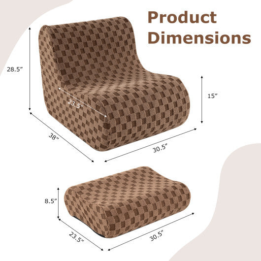 Bean Bag Chair with Ottoman and High Elasticity Sponge-Green LuxuryLifeWay Online Store