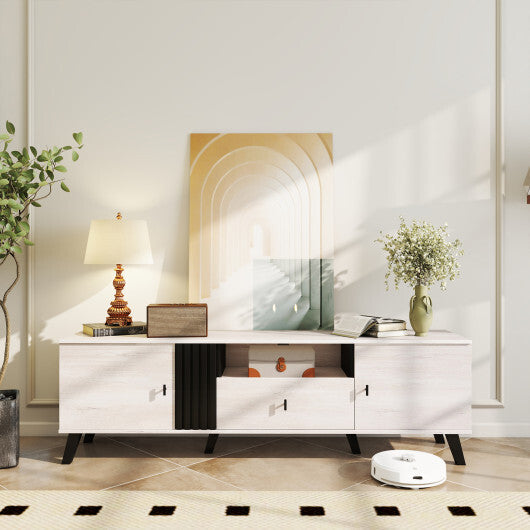 Mid Century Modern TV Stand Entertainment Center for 80" TVs-Oak LuxuryLifeWay Online Store