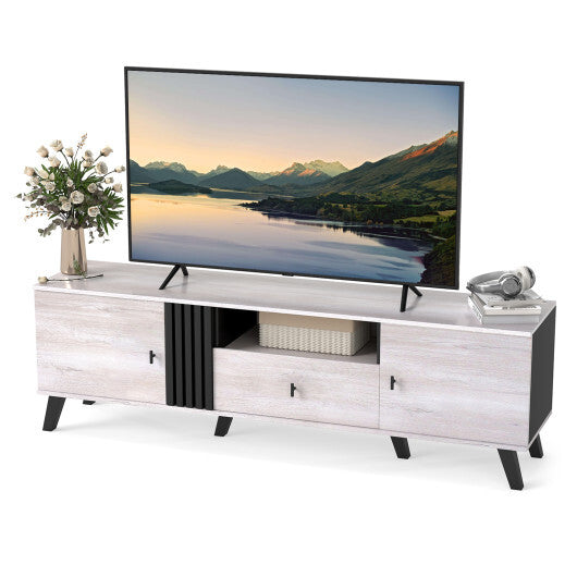 Mid Century Modern TV Stand Entertainment Center for 80" TVs-Oak LuxuryLifeWay Online Store