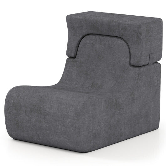 Floor Chair Lazy Sofa with Detachable Headrest-Gray LuxuryLifeWay Online Store