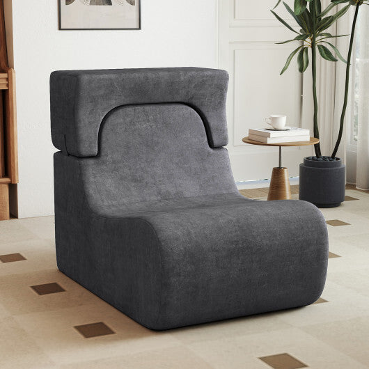 Floor Chair Lazy Sofa with Detachable Headrest-Gray LuxuryLifeWay Online Store
