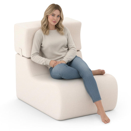 Floor Chair Lazy Sofa with Detachable Headrest-Gray LuxuryLifeWay Online Store