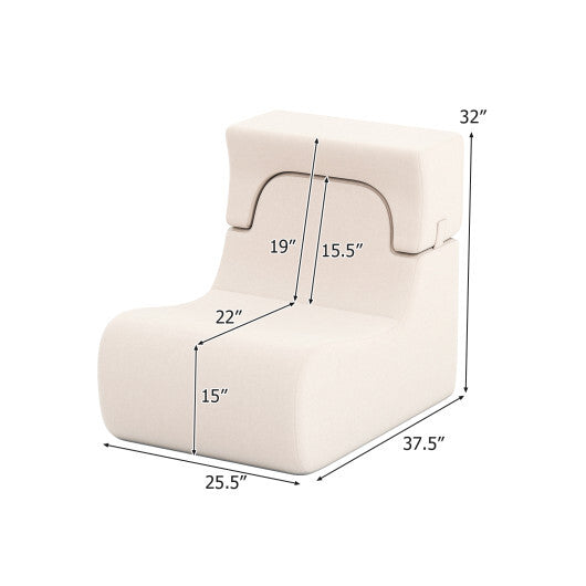 Floor Chair Lazy Sofa with Detachable Headrest-Gray LuxuryLifeWay Online Store