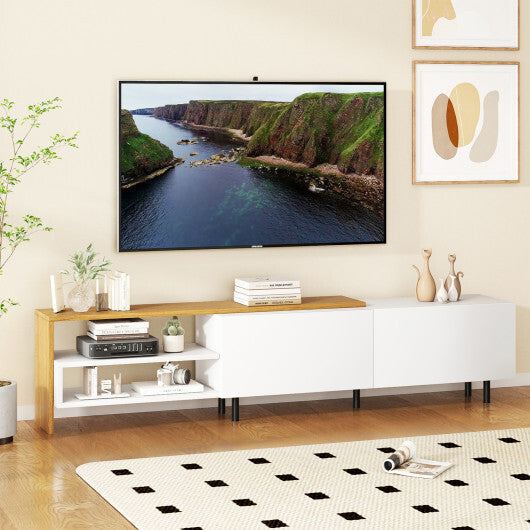 Modern TV Stand for 80 Inches TVs with Storage Shelves and Cabinets-White LuxuryLifeWay Online Store
