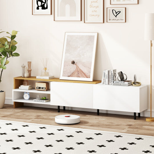 Modern TV Stand for 80 Inches TVs with Storage Shelves and Cabinets-White LuxuryLifeWay Online Store
