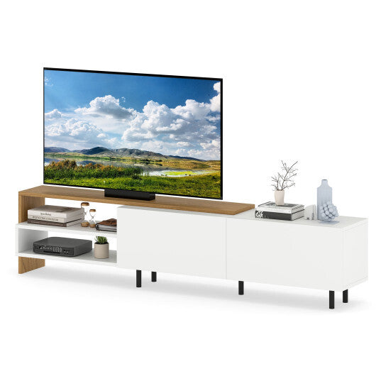 Modern TV Stand for 80 Inches TVs with Storage Shelves and Cabinets-White LuxuryLifeWay Online Store