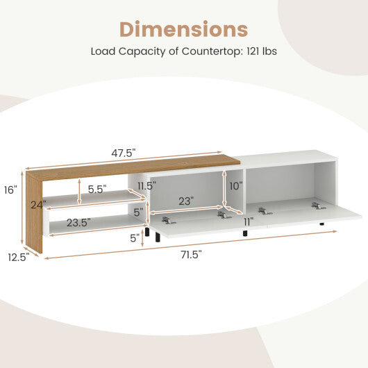 Modern TV Stand for 80 Inches TVs with Storage Shelves and Cabinets-White LuxuryLifeWay Online Store