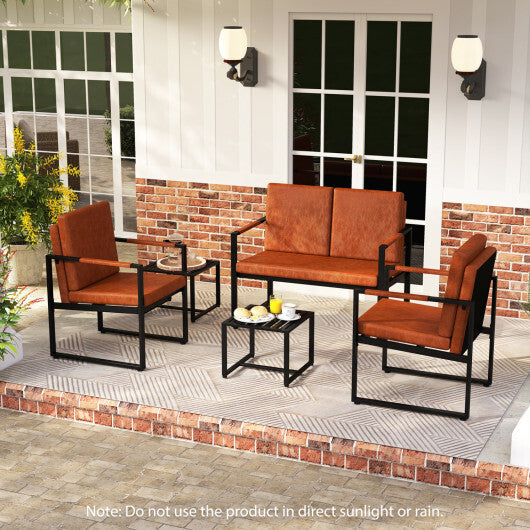 Set of 2 Metal End Tables with Slatted Tabletop-Black LuxuryLifeWay Online Store