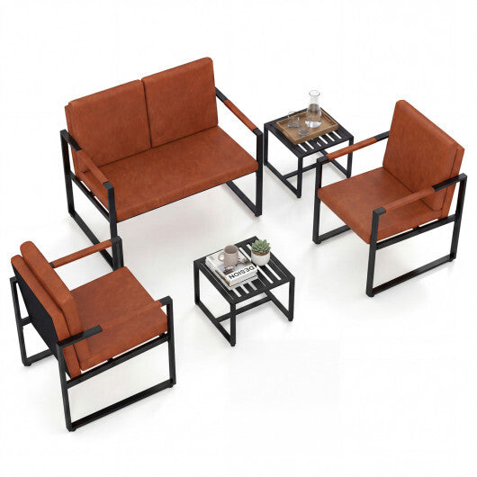 Set of 2 Metal End Tables with Slatted Tabletop-Black LuxuryLifeWay Online Store
