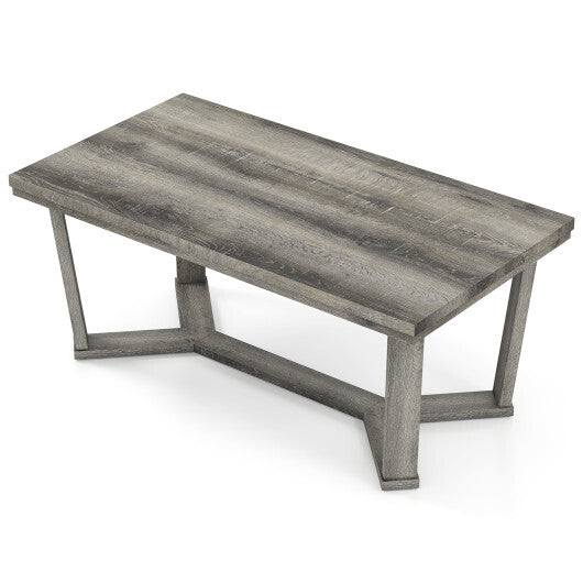 Rectangle Coffee Table Rubber Wood Base with Cross-Shaped Base-Gray LuxuryLifeWay Online Store