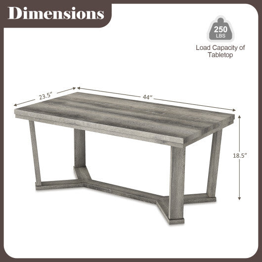 Rectangle Coffee Table Rubber Wood Base with Cross-Shaped Base-Gray LuxuryLifeWay Online Store