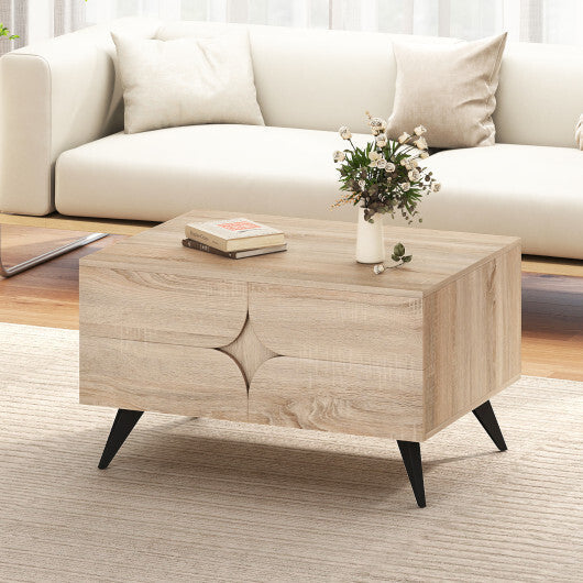 Farmhouse Accent Modern Coffee Table with Storage for Living Room Bedroom-Natural LuxuryLifeWay Online Store