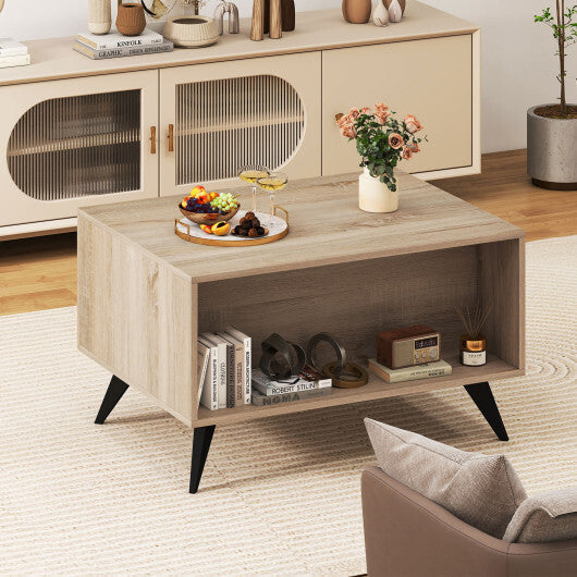 Farmhouse Accent Modern Coffee Table with Storage for Living Room Bedroom-Natural LuxuryLifeWay Online Store