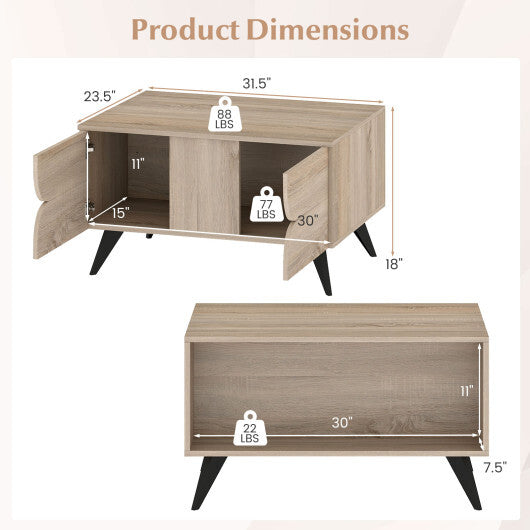 Farmhouse Accent Modern Coffee Table with Storage for Living Room Bedroom-Natural LuxuryLifeWay Online Store