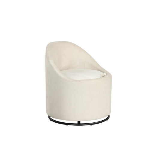 Barrel Chair with Storage 360? Swivel Upholstered Vanity Chair-Beige
