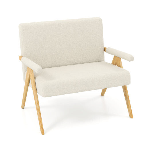 Loveseat Sofa with Armrests and Wooden Legs-Beige LuxuryLifeWay Online Store