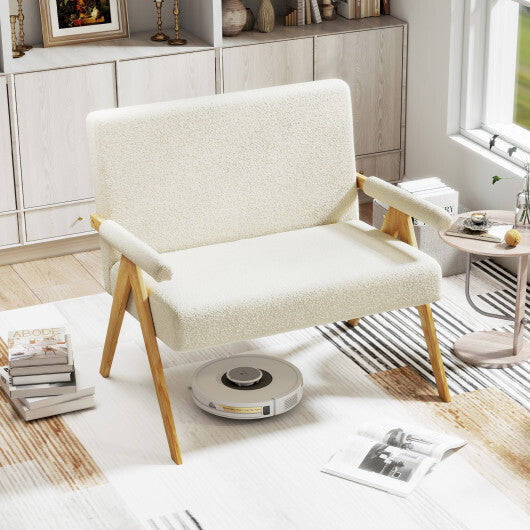 Loveseat Sofa with Armrests and Wooden Legs-Beige LuxuryLifeWay Online Store