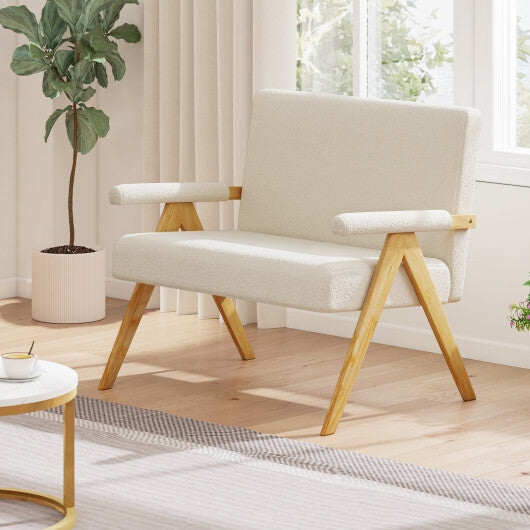 Loveseat Sofa with Armrests and Wooden Legs-Beige LuxuryLifeWay Online Store