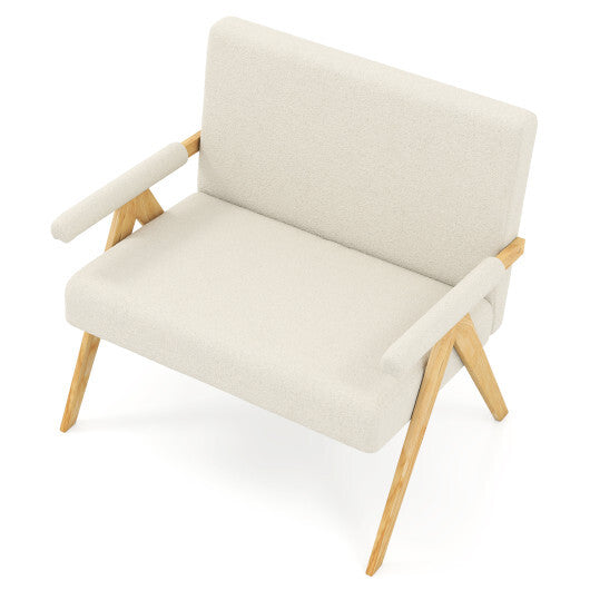 Loveseat Sofa with Armrests and Wooden Legs-Beige LuxuryLifeWay Online Store