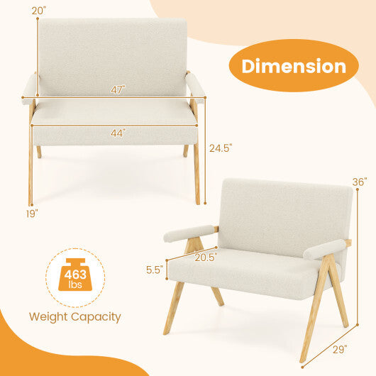 Loveseat Sofa with Armrests and Wooden Legs-Beige LuxuryLifeWay Online Store