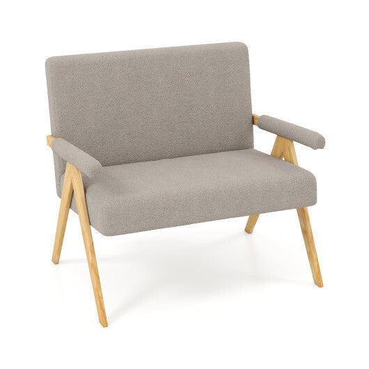 Loveseat Sofa with Armrests and Wooden Legs-Beige LuxuryLifeWay Online Store