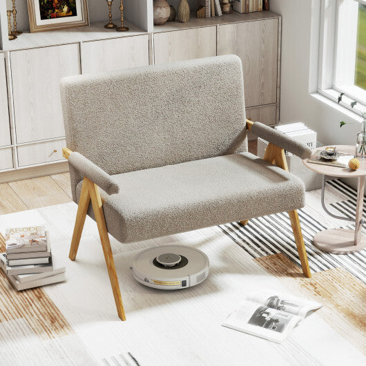 Loveseat Sofa with Armrests and Wooden Legs-Beige LuxuryLifeWay Online Store