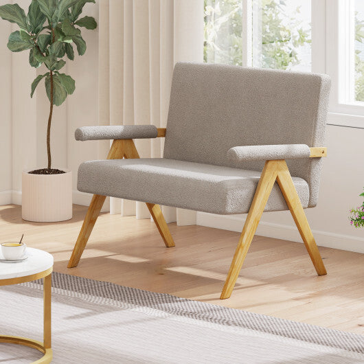 Loveseat Sofa with Armrests and Wooden Legs-Beige LuxuryLifeWay Online Store