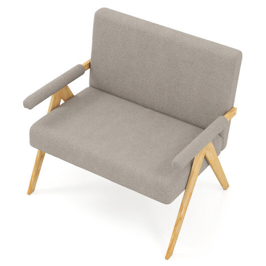 Loveseat Sofa with Armrests and Wooden Legs-Beige LuxuryLifeWay Online Store