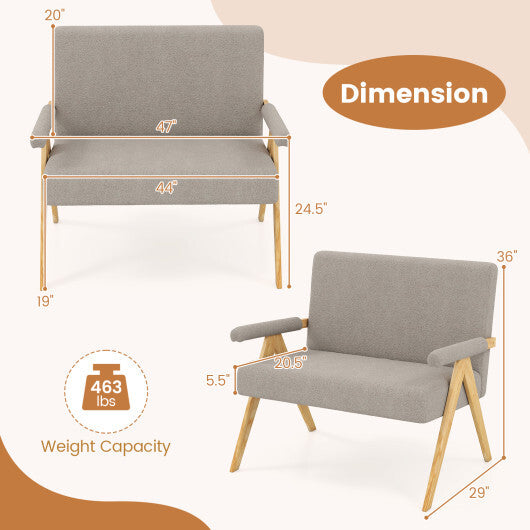 Loveseat Sofa with Armrests and Wooden Legs-Beige LuxuryLifeWay Online Store