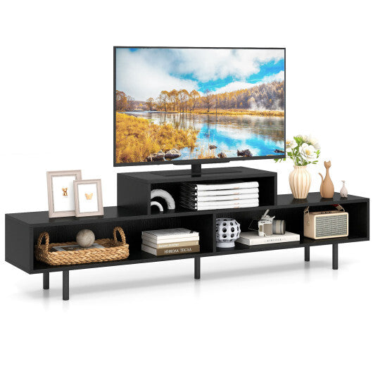 3 Cubby TV Stand for TVs up to 70 Inch with Open Storage Compartments-Rustic Brown LuxuryLifeWay Online Store