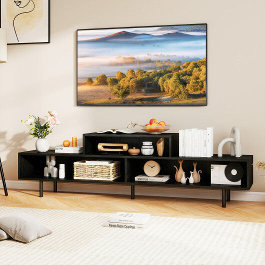 3 Cubby TV Stand for TVs up to 70 Inch with Open Storage Compartments-Rustic Brown LuxuryLifeWay Online Store
