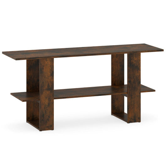 2-Tier TV Stand with Storage for TVs up to 55 Inch Console Table with Open Shelf-White LuxuryLifeWay Online Store
