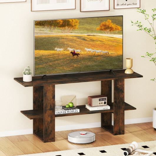 2-Tier TV Stand with Storage for TVs up to 55 Inch Console Table with Open Shelf-White LuxuryLifeWay Online Store