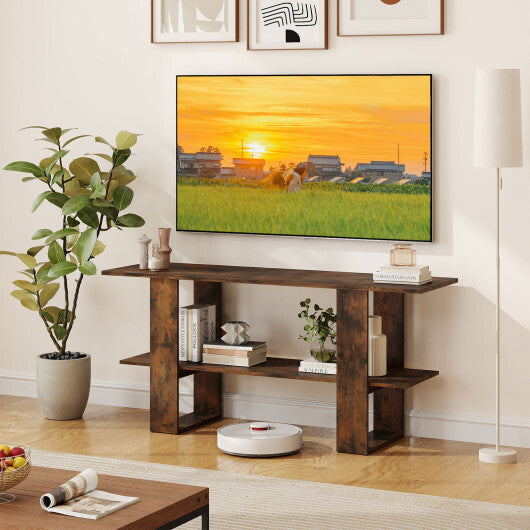 2-Tier TV Stand with Storage for TVs up to 55 Inch Console Table with Open Shelf-White LuxuryLifeWay Online Store